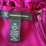 INC Magenta Stretch Silk Ruffle Black Ponte Knit Sheath Dress Party US 14 Purple Photo 12