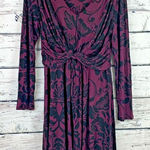 Soma  Purple Black Floral Ultra Soft Stretch Twist Detail Dress [Size‎ Large] Photo 0
