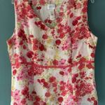 Emma James Women Pink White Floral Sleeveless Top 16 V Neck Boho Cottagecore Photo 0