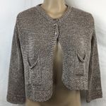 Peruzzi Italy Taupe Woven Knit Cropped Cardigan Sweater S NEW Tan Photo 1