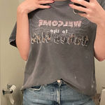 Brunette The Label Oversized‎ Graphic Tee Welcome To The Babes Club Sz Small Black Photo 0