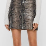 ALLSAINTS Womens Skirt US 2 Leather Snakeskin Animal Print Lena Oba Zipper Photo 0