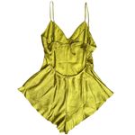 Victoria's Secret  Yellow Tie-Back Satin Jacquard Romper, M Photo 1