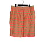 J.Crew Delfine Woven Weave Striped Straight Pencil Knee Skirt Slit 12 Tan Pink Photo 12