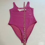 Forever 21 x Barbie Hot Pink Logo Bodysuit Size S Vinyl Barbiecore One Piece Photo 4