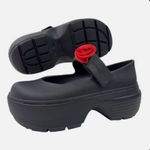 Crocs New  Stomp Rosette Mary Jane Black + Red Rose Platform Gothic Women's Sz 9 Photo 0