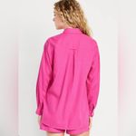 Old Navy NWOT Womens Linen Blend Boyfriend Shirt, Pink, Small Photo 1