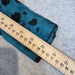 Vintage Flora Kung II New York Silk Shirt Womens 4 Teal Blue Abstract Print Photo 13