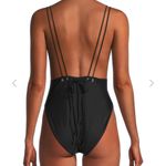 Milly CABANA Solid Carvico Vita Deep V One Piece Black. MSRP $295. Size M Photo 2