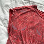 Lucky Brand Womens Red Paisley Floral Twist Front Cap Sleeve Top Tee Size XL Photo 1