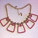 NY Brand Pink and Gold Tone Retro Boho Geometric Statement Necklace Photo 0