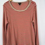 Torrid Womens Striped Long Sleeve Thermal Fitted Crew Neck Beige Red Size 2 Photo 6