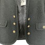 ZARA Black Tweed Double Breasted Open Collarless Blazer Jacket Size XS NWT Photo 4