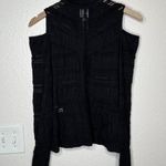 Cinq à Sept Cinq a cept black romantic lace cold shoulder turtle neck long sleeve top size small Photo 1