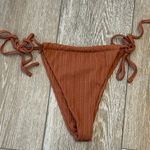 SheIn Swimwear S. L Tan / Brown Ribbed Knit String Bikini Bottoms Ties At Sides Photo 2