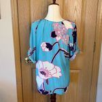 Yumi Kim 100% Silk Blue Floral Print Blouse Top Small Photo 2