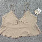 Jolie & Joy Beige Ribbed Lace Cropped Cami Tan Size XL Photo 2