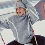 Free People Feel The Heat Merino Wool Pullover Gray White M Photo 0