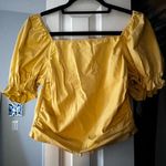 Yellow Puff Sleeve Top Size M Photo 3
