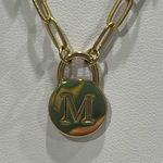 Gold tone paper clip necklace with‎ M charm Photo 0