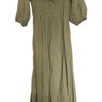 R Vivimos Womens Midi Dress Large 12/14 Sage Green Smocked Top Off Shoulder Photo 0