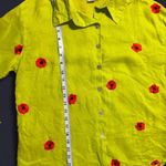 Casey Coleman 100% Linen Green Floral Embroidered Poppy Top Photo 5