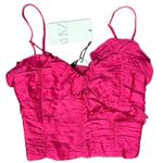 ZARA  Pink Satin Ruffle Cropped Sleeveless Ruffle Tank Top size XS NEW Tags Photo 5
