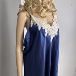 Jaclyn Smith Vintage  Studio Intimates Satin Nightgown 4X Blue Champagne Lace NWT Photo 5