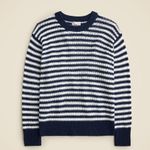 J.Crew NWT Cashmere Relaxed Crewneck Sweater in Navy Snow Stripe L Photo 2