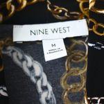 Nine West Black Gold Silver Chain Print Sleeveless V-Neck Blouse Medium Photo 3