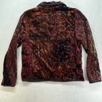 Coldwater Creek Jacket Women L Boho Plush Velvet Devore Funky Plush Quilt art Photo 6