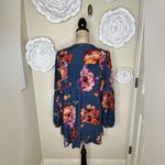 ODDY Green/Blue Floral Print Swing Style Crochet Lace Top Size Small Green Photo 8