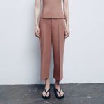 ZARA  Pants Womens Mid-Rise Françoise Culottes Cropped Office Career Brown‎ XS Photo 6