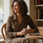 Unique Vintage  Paisley Green Long Sleeve 70’s style Wrap Dress Photo 0