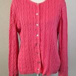 Pierre Cardin  Cotton Cableknit Cardigan Pink Size Medium Photo 0
