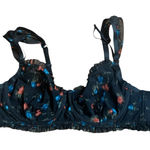 Torrid Curve size 2 2x black floral lace bra ruffle lingerie red blue underwire Photo 0