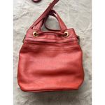 Royna Red Leather Bucket Bag With Tassels Adjustable Strap & Gold Hardware By Ra Photo 5