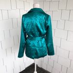 Charlie Holiday Women's Green Satin Belted Double Breasted Quest Blazer sz 4 Photo 4