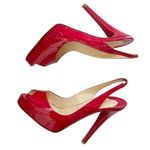 Christian Louboutin Private Number Patent Leather Platform SlingBack Heel Red 36 Photo 4