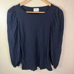 Nation Ltd  Cecilia Long Balloon Sleeve Black‎ Pima Cotton Top Size Small Boho Photo 2