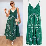 Sea NY Vesna Embroidered Cotton Linen Slip Midi Dress Green Size 2 Photo 3
