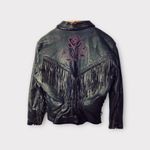 Vintage Genuine Black Leather Fringe Biker Motorcycle Jacket SZ L Size L Photo 9