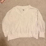 American Eagle  Big Hug V-Neck Waffle Sweatshirt White Photo 0