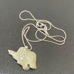 Sage Green Stone Elephant Pendant on 925 Silver Necklace Photo 9