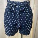 Loft Navy Printed Paperbag Shorts – Size M – Summer Tie Waist Photo 2