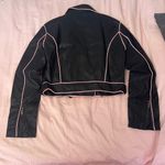 Sugar Thrillz Black Leather Jacket with Pink Heart Accents Size M Photo 3