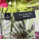 Talbots Pink Poppy Floral Green Grass Butterflies Pleated Skirt Size 8 Photo 2
