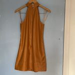 STAUD Siciliy Halter Mini Faux Leather 70s Honey Color Dress Photo 3