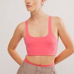 Free People MOVEMENT Square Neck Sports Bra Neon Coral Pink Size Medium New Photo 2