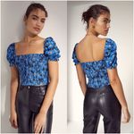 Aritzia Wilfred Smocked Blouse In Baltic Sea Photo 1